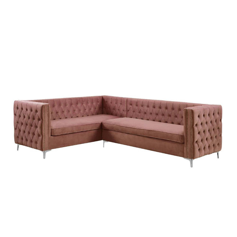 Rhett 109" Sectional Sofa, Coral Velvet Acme
