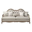 Chelmsford 86" Sofa w/5 Pillows, Beige Fabric & Antique Taupe Finish Acme