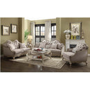 Chelmsford 86" Sofa w/5 Pillows, Beige Fabric & Antique Taupe Finish Acme
