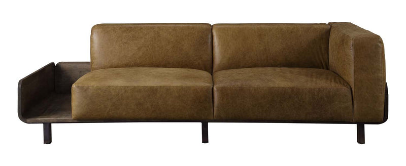 Blanca 91" Sofa, Chestnut Top Grain Leather & Rustic Oak Finish Acme
