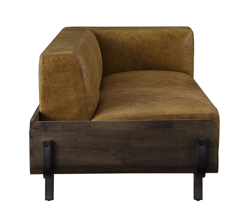 Blanca 91" Sofa, Chestnut Top Grain Leather & Rustic Oak Finish Acme