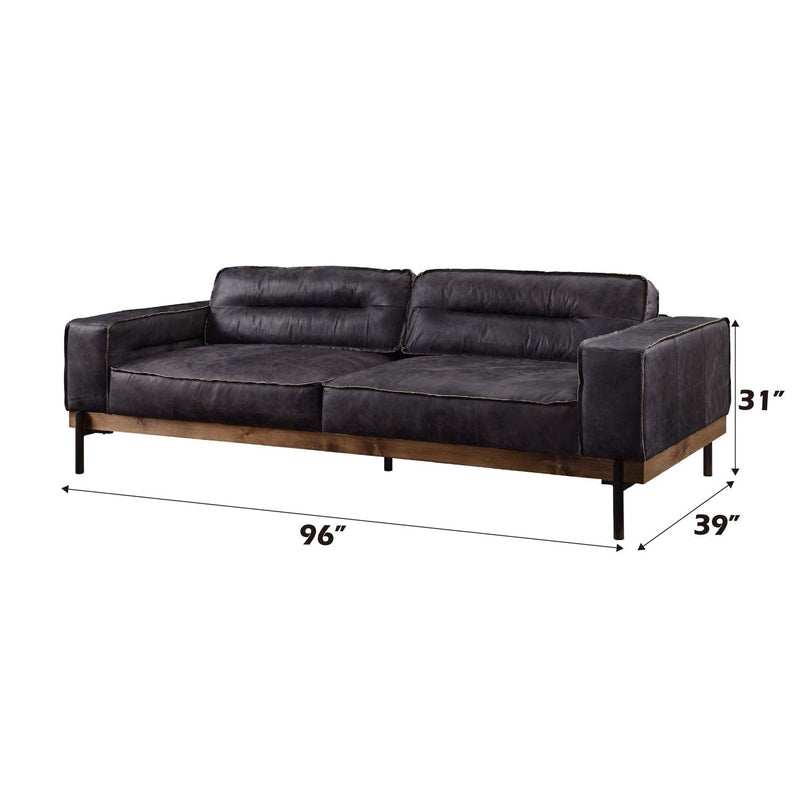 Silchester 96" Sofa, Antique Ebony Top Grain Leather Acme