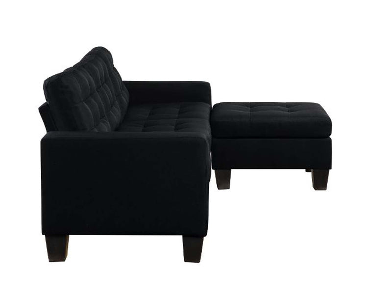 Earsom 81" Reversible Sofa & Ottoman, Black Linen Acme