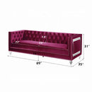 Heibero 89" Sofa w/2 Pillows, Burgundy Velvet Acme
