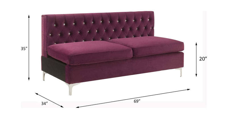 Jaszira Modular - Armless 69" Sofa, Burgundy Velvet Acme