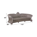 Dresden 113" Sofa w/5 Pillows, Faux Leather & Vintage Bone White Finish Acme