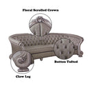 Dresden 113" Sofa w/5 Pillows, Faux Leather & Vintage Bone White Finish Acme