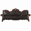 Picardy Oversized 110" Sofa w/5 Pillows, Faux Leather & Honey Oak Finish Acme