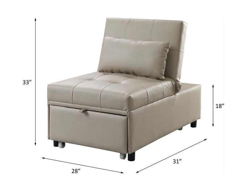 Hidalgo 28" Sofa Bed, Beige Faux Leather Acme