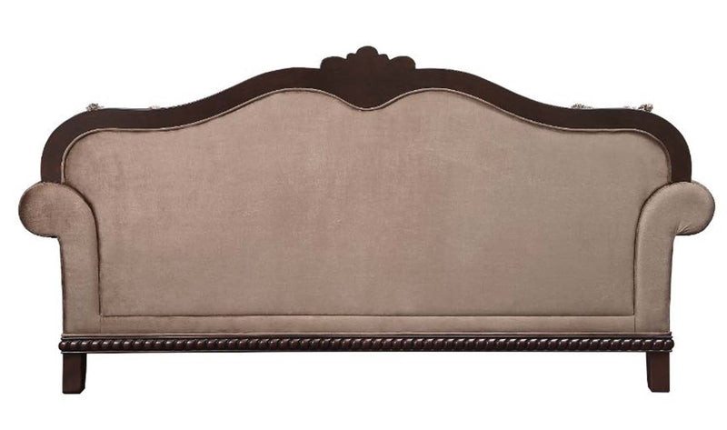 Chateau De Ville 89" Sofa w/5 Pillows, Fabric & Espresso Finish Acme