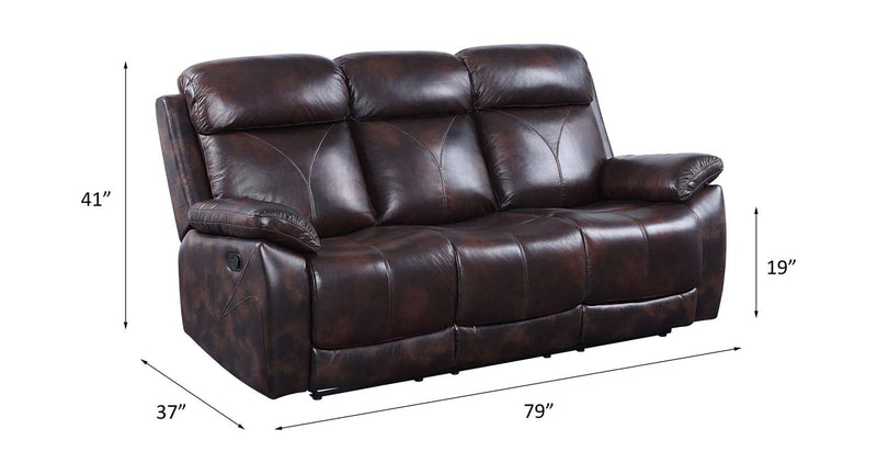 Perfiel 79" Motion Sofa, Two Tone Dark Brown Top Grain Leather Acme