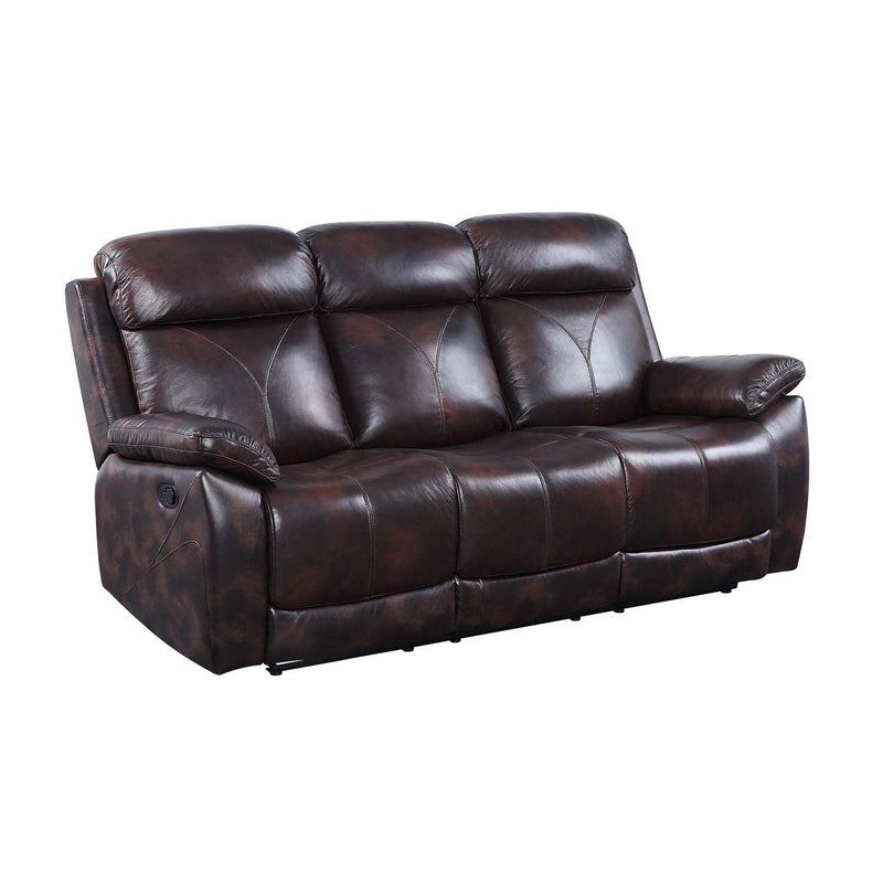 Perfiel 79" Motion Sofa, Two Tone Dark Brown Top Grain Leather Acme