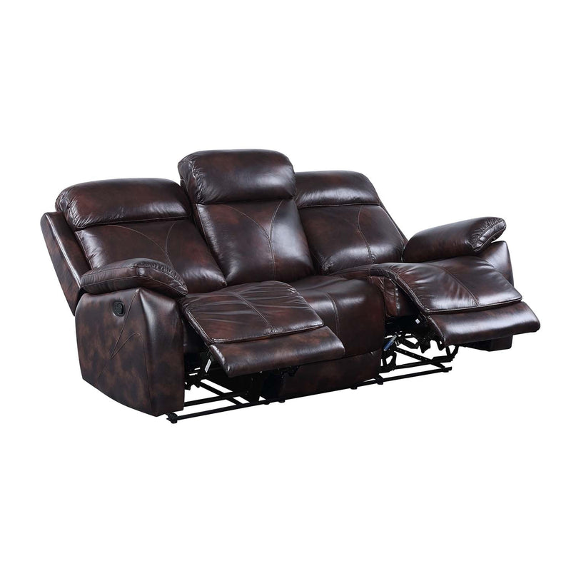 Perfiel 79" Motion Sofa, Two Tone Dark Brown Top Grain Leather Acme