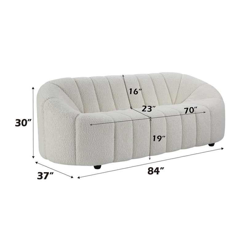 Osmash 84" Sofa, White Teddy Sherpa Acme