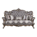 Elozzol 90" Sofa w/5 Pillows, Fabric & Antique Bronze Finish Acme