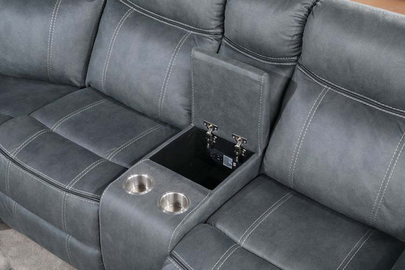 Dollum Motion 131" Sectional Sofa, Two Tone Gray Velvet Acme