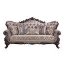 Benbek 92" Sofa w/5 Pillows, Fabric & Antique Oak Finish Acme