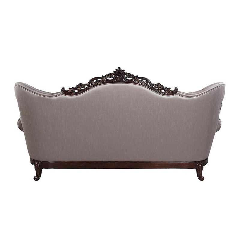 Benbek 92" Sofa w/5 Pillows, Fabric & Antique Oak Finish Acme