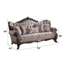 Benbek 92" Sofa w/5 Pillows, Fabric & Antique Oak Finish Acme