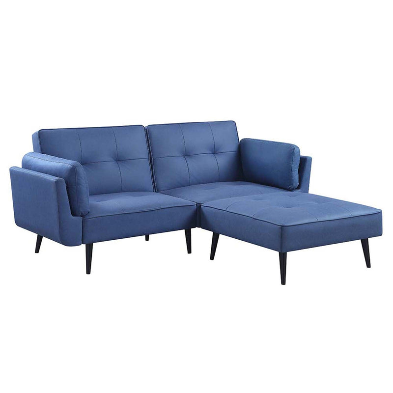 Nafisa Adjustable 81" Sofa & Ottoman, Blue Fabric Acme