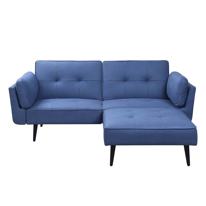 Nafisa Adjustable 81" Sofa & Ottoman, Blue Fabric Acme