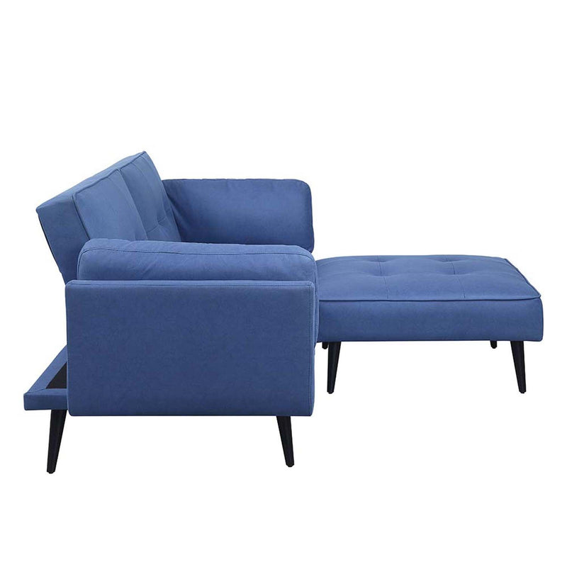 Nafisa Adjustable 81" Sofa & Ottoman, Blue Fabric Acme