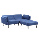 Nafisa Adjustable 81" Sofa & Ottoman, Blue Fabric Acme
