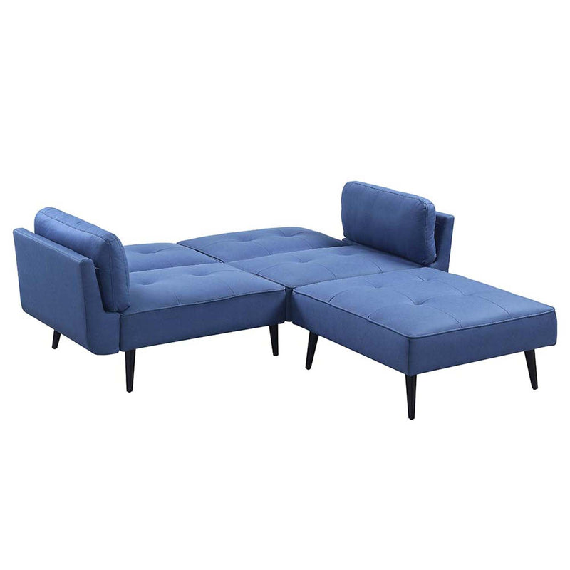 Nafisa Adjustable 81" Sofa & Ottoman, Blue Fabric Acme