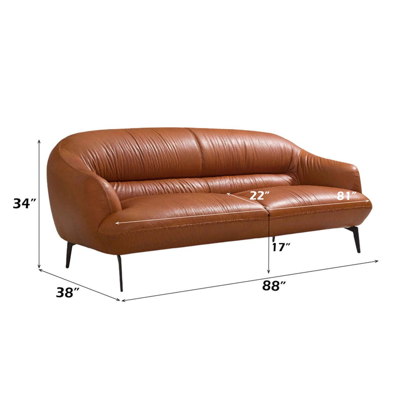 Leonia 88" Sofa, Cognac Leather Acme