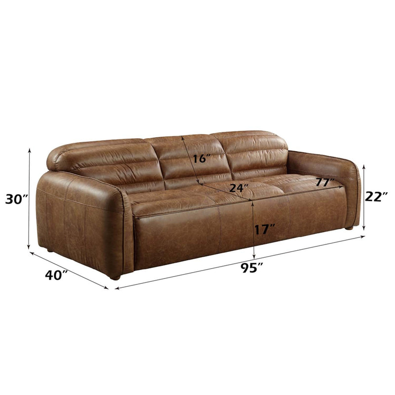 Rafer 95" Sofa, Cocoa Top Grain Leather Acme