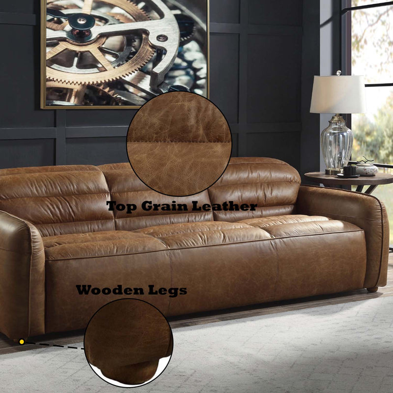Rafer 95" Sofa, Cocoa Top Grain Leather Acme