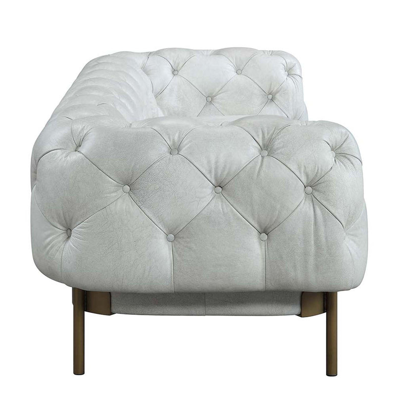 Ragle 96" Sofa, Vintage White Top Grain Leather Acme