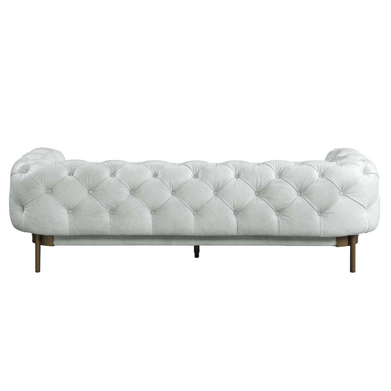 Ragle 96" Sofa, Vintage White Top Grain Leather Acme