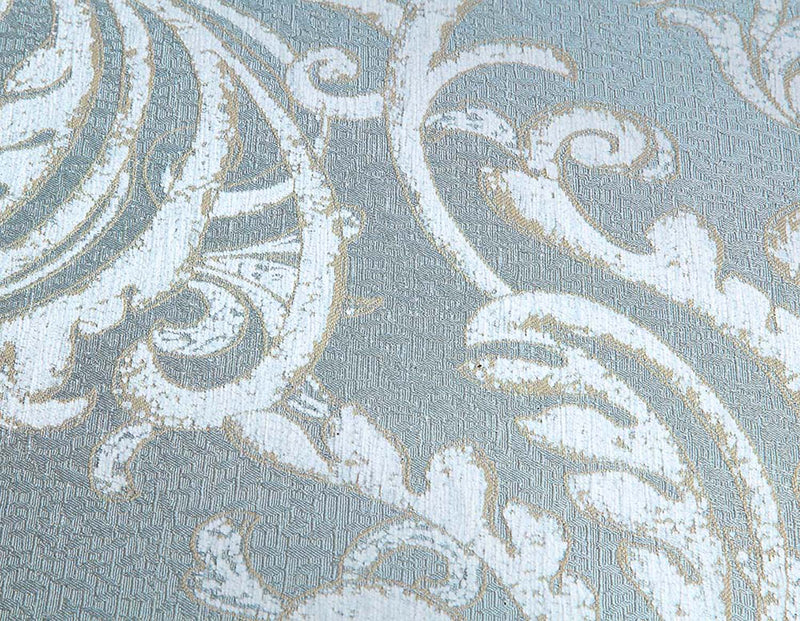 Qunsia 85" Sofa w/5 Pillows, Light Gray Linen & Champagne Finish Acme