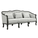 Samael 84" Sofa w/3 Pillows, Gray Linen & Dark Brown Finish Acme