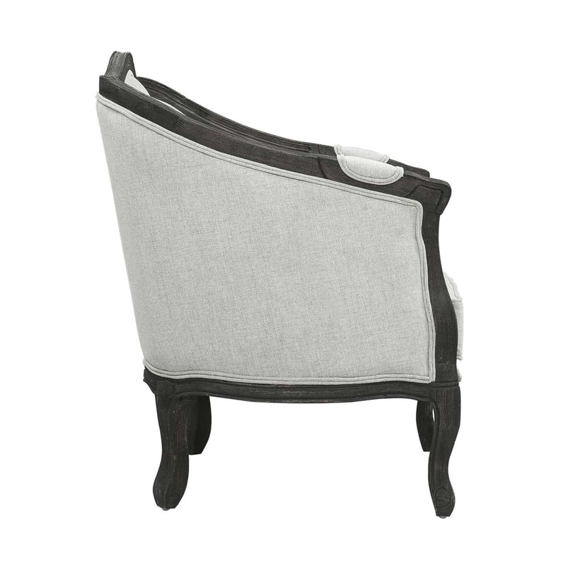 Samael 84" Sofa w/3 Pillows, Gray Linen & Dark Brown Finish Acme