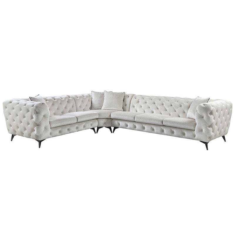 Atronia 133" Sectional Sofa w/4 Pillows, Beige Fabric Acme