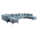 Zerah 164" Sectional Sofa w/7 Pillows, Dusty Blue Fabric Acme