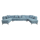 Zerah 164" Sectional Sofa w/7 Pillows, Dusty Blue Fabric Acme