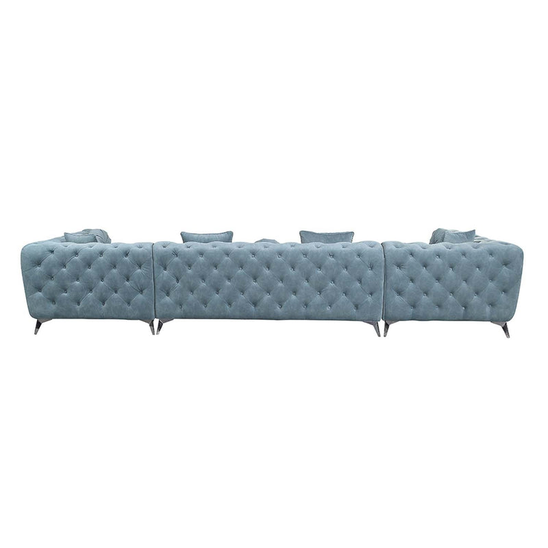 Zerah 164" Sectional Sofa w/7 Pillows, Dusty Blue Fabric Acme