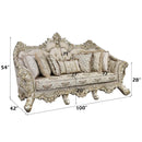 Danae 100" Sofa w/7 Pillows, Fabric, Champagne & Gold Finish Acme