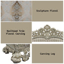 Sorina 99" Sofa w/7 Pillows, Velvet, Fabric & Antique Gold Finish Acme