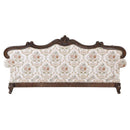 Nayla 91" Sofa w/4 Pillows, Pattern Fabric & Cherry Finish Acme