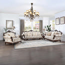 Nayla 91" Sofa w/4 Pillows, Pattern Fabric & Cherry Finish Acme