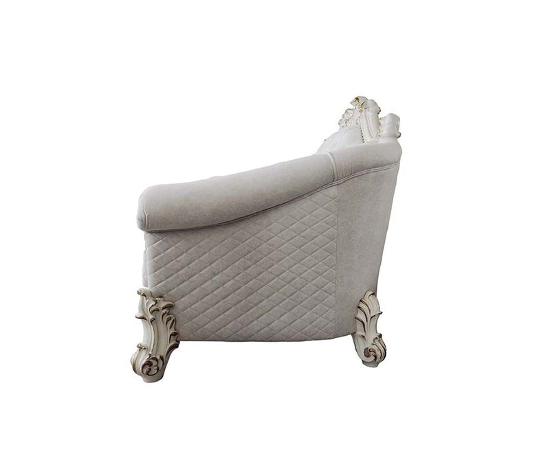 Vendome II 89" Sofa w/6 Pillows, Two Tone Ivory Fabric & Antique Pearl Finish Acme