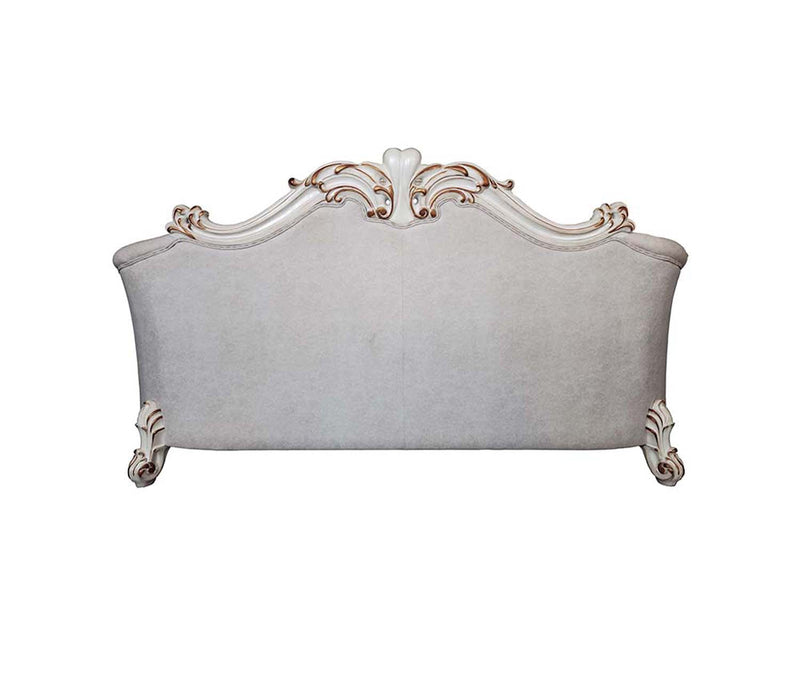 Vendome II 89" Sofa w/6 Pillows, Two Tone Ivory Fabric & Antique Pearl Finish Acme