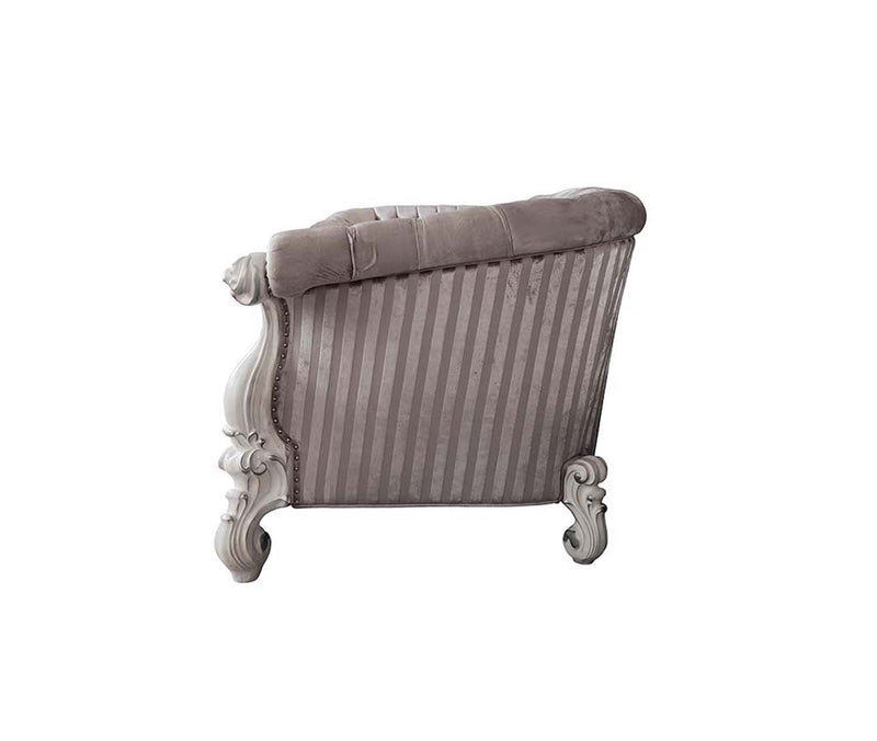 Versailles 99" Sofa w/7 Pillows, Ivory Fabric & Bone White Finish Acme