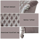 Versailles 99" Sofa w/7 Pillows, Ivory Fabric & Bone White Finish Acme