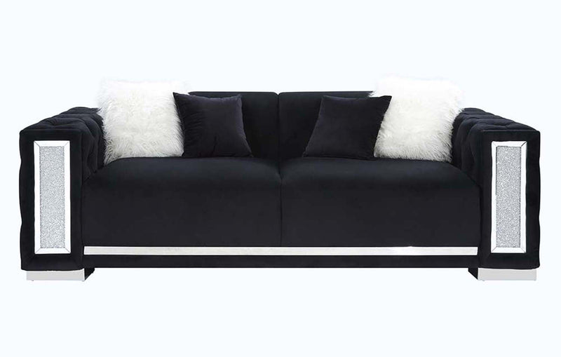 Trislar 94" Sofa w/4 Pillows, Black Velvet Acme