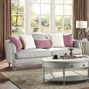 Kasa 94" Sofa w/5 Pillows, Beige Linen & Champagne Finish Acme